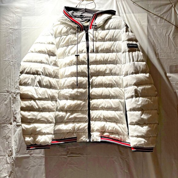 Calvin Klein‎ White Long Sleeve Full Zip Puffer Jacket Size 2X New No Tags